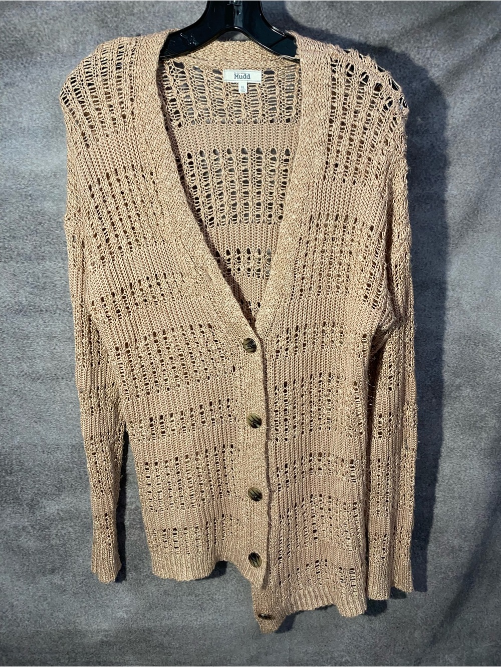 Mudd Vintage Y2K Open-Knit Lightweight Button-Up Cardigan Sweater